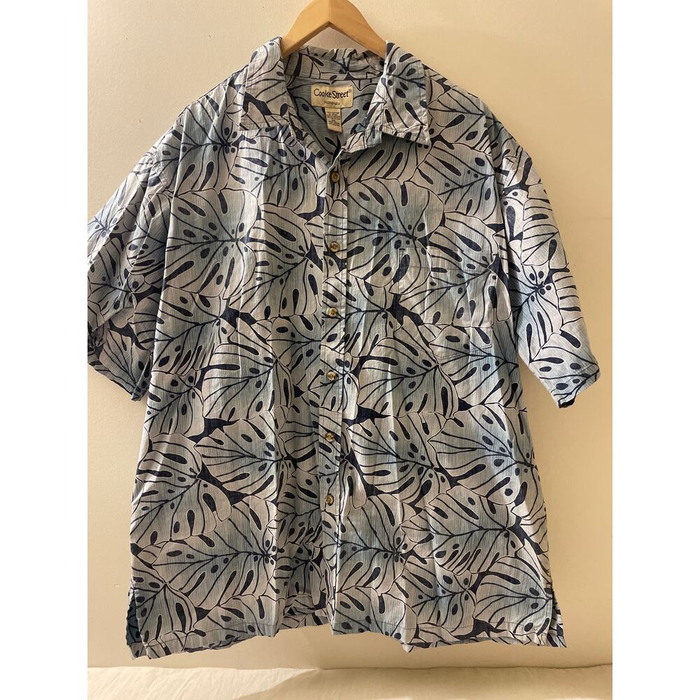 Cooke Street Honolulu Size 2XL Monstera Leaf Print Shirt Short Sleeve Cotton‎